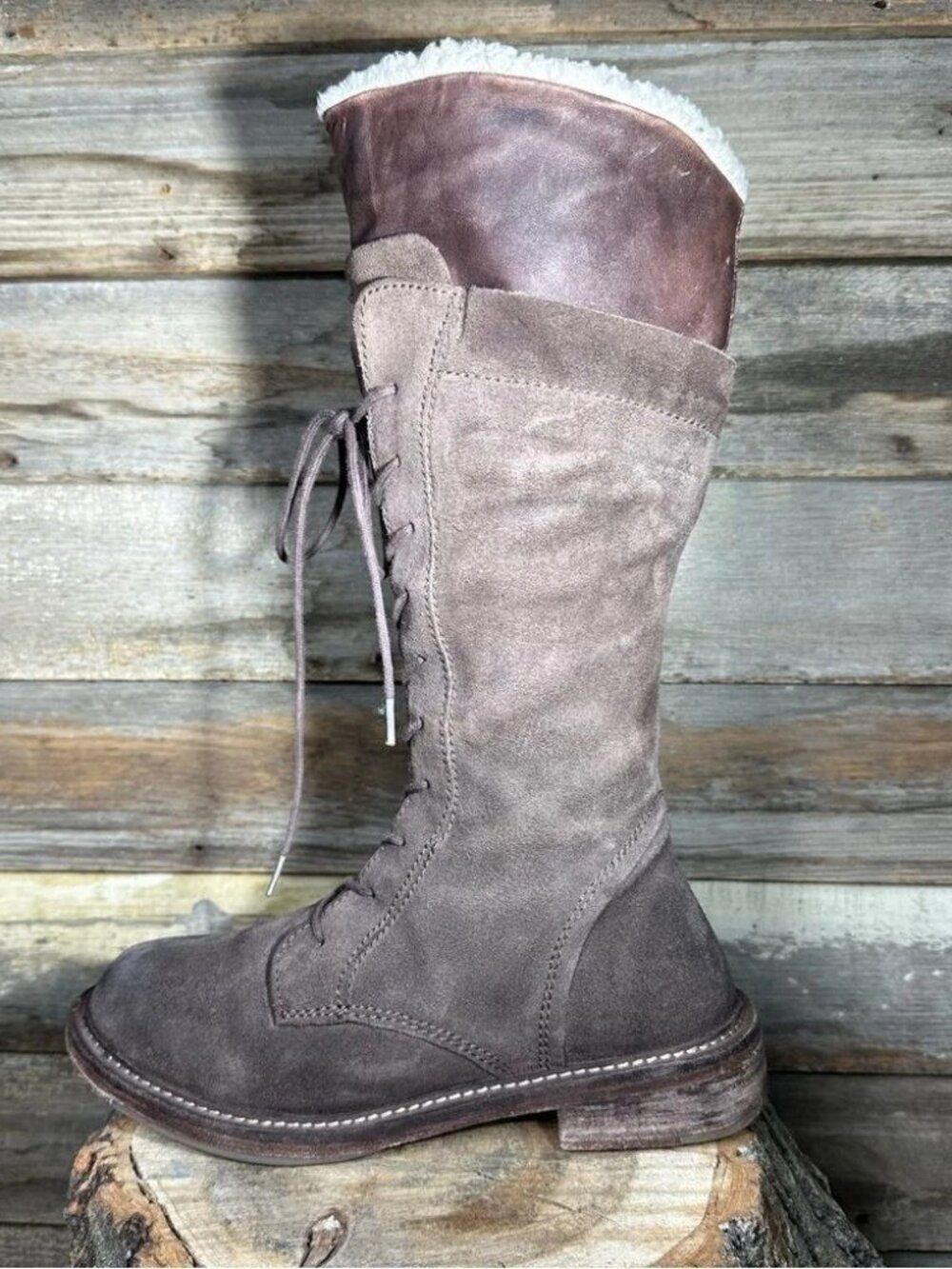 Vintage Foundry Co Brown Leather Lace Up Boots sz 7 - Picture 2 of 8